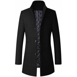 Men's Black-fleece Trench Coat Coat Single Breasted Business Overcoat